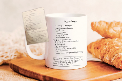 Handwritten Recipe Mug, Family Recipe Keepsake, Custom Mug