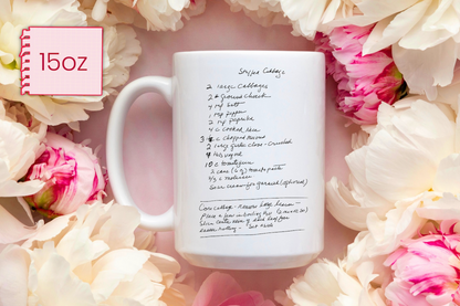 Handwritten Recipe Mug, Family Recipe Keepsake, Custom Mug