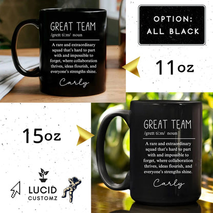 Team Gift, Great Team Definition Mug, Personalized Team Coffee Mug